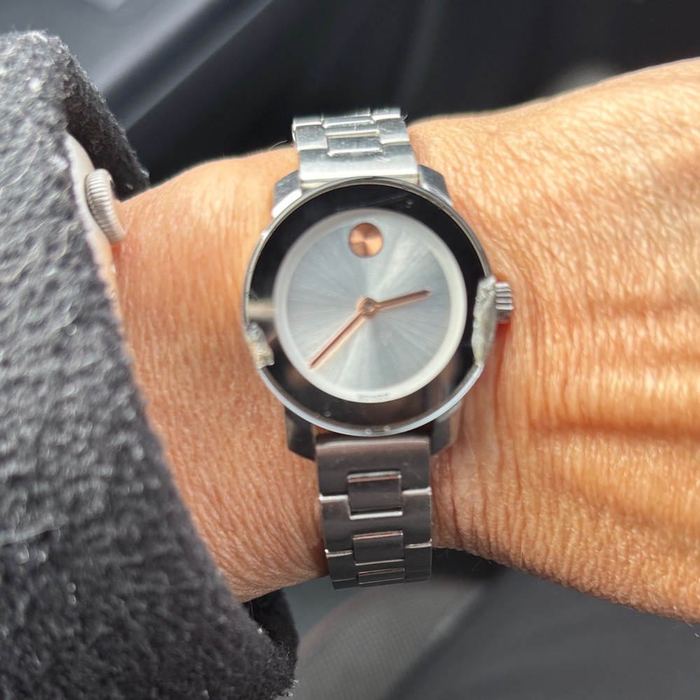 Silver Watch with Black Accents